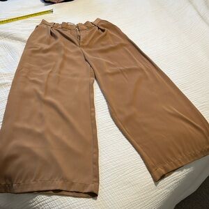 Tan wide leg trousers